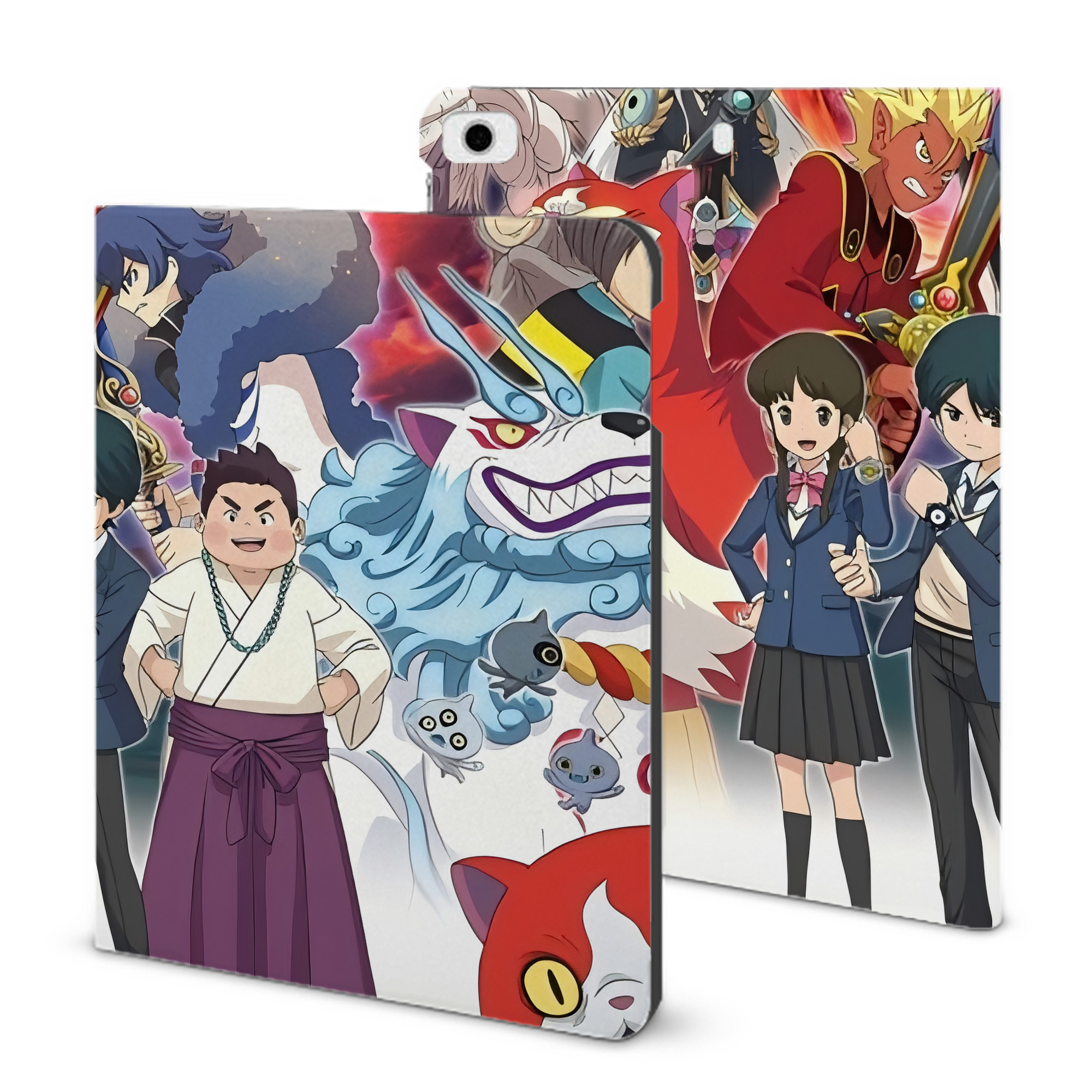 （画像用） 妖怪ウォッチ Yo-kai Watch IPad ケース ブック型 PUレザー TPU 耐衝撃 軽量 薄型 ペン収納なし 全面保護 IPad 各モデル対応